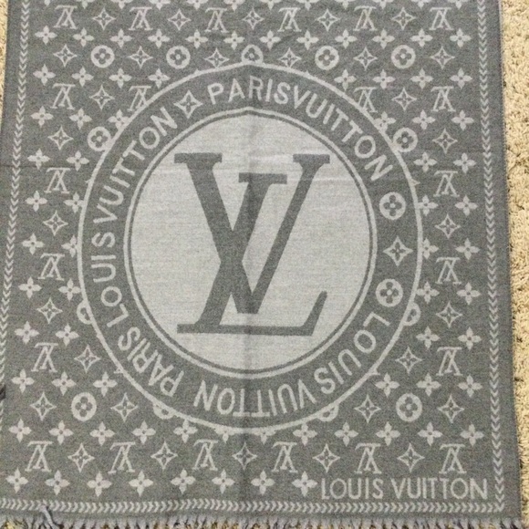 LV Neck Scarf Gray Cashmere Shawl Cashmere - Picture 4 of 7